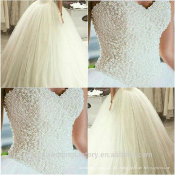 Vestido de boda 2017 Vestidos de boda nupciales de lujo de los vestidos de boda de China del amor vestido de noiva de los vestidos de boda de las perlas WW855